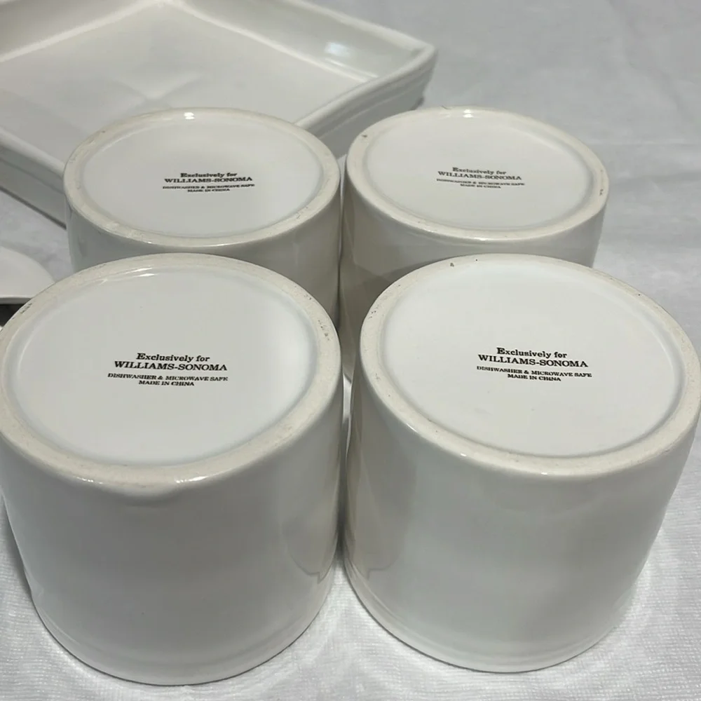 Williams-Sonoma BBQ Condiment Jar Set Ketchup Mustard Relish Mayo With Tray